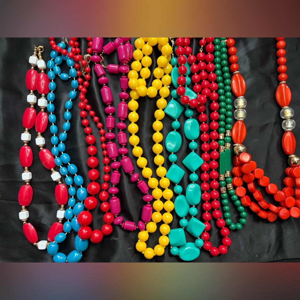 Lot Of 9 Colorful Vintage Beaded Necklaces